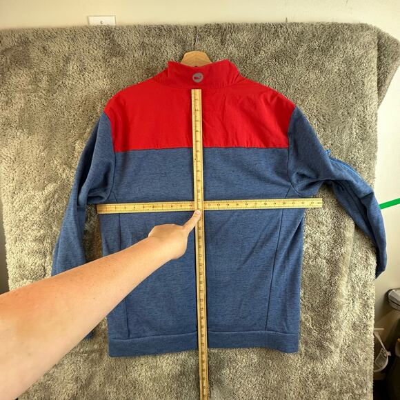 Vineyard Vines Performance Shep Shirt Pullover 1/4 Zip Colorblock Red Blue L - Picture 9 of 9